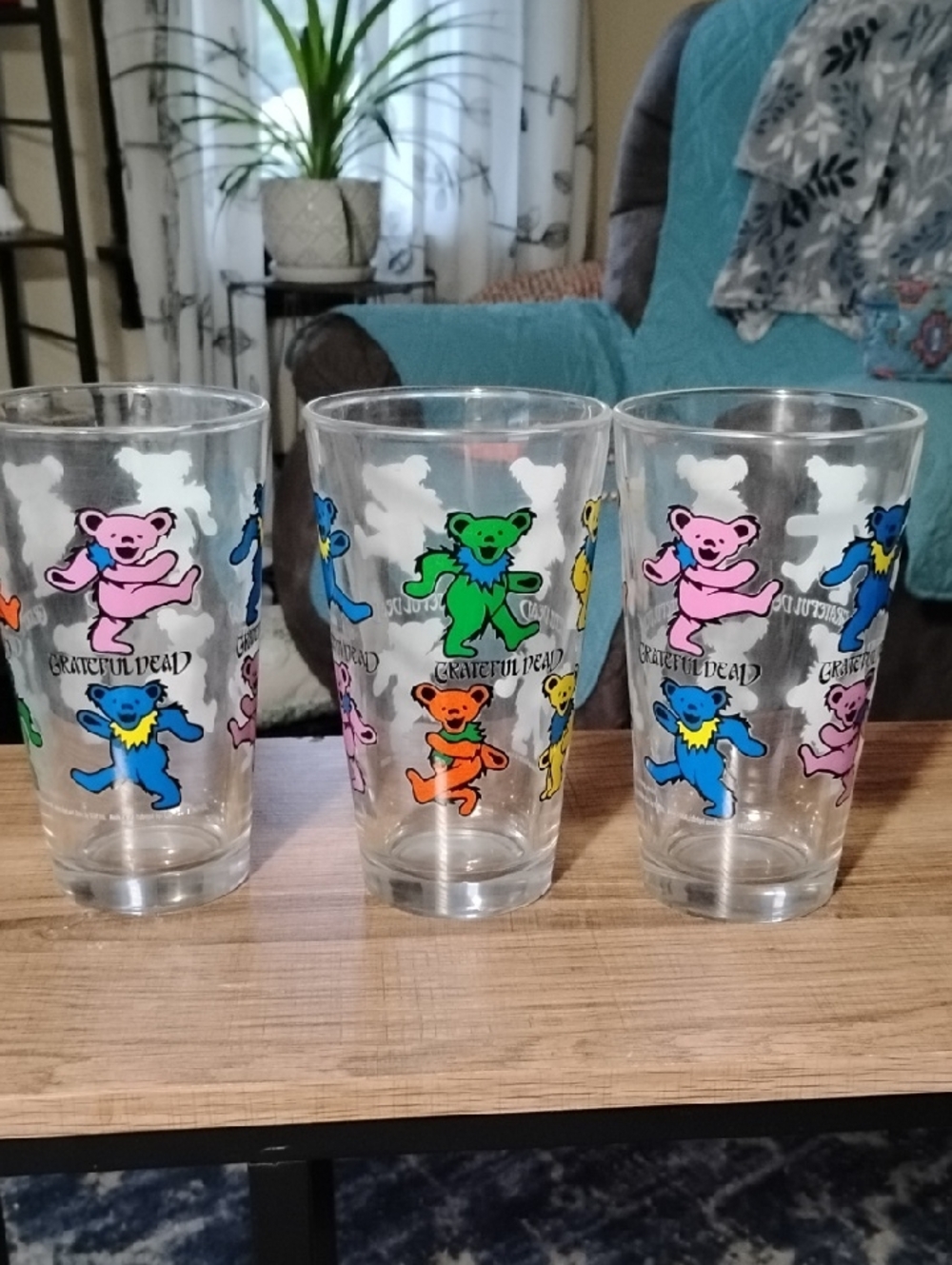 Grateful Dead Dancing Bears Clear Pint Glass - Multicolor Set Of 3